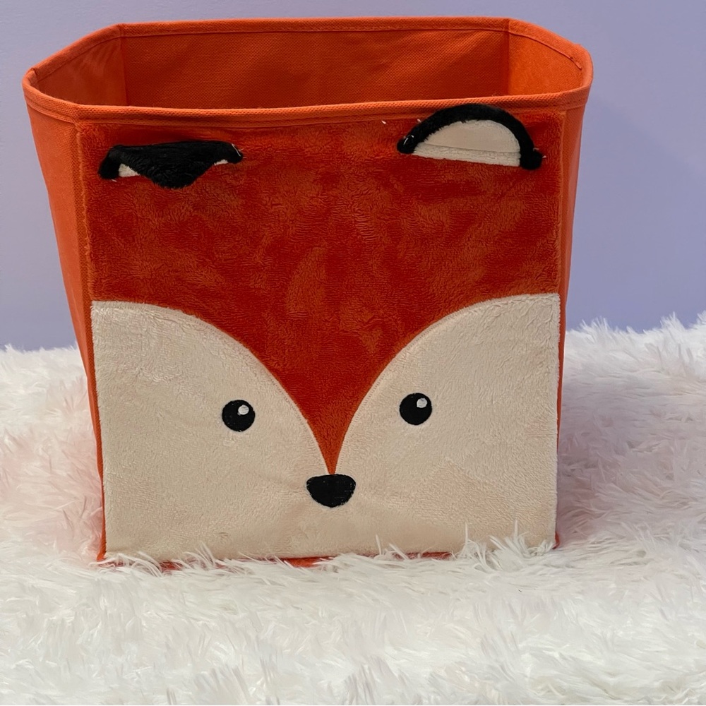 Mainstays kids collapsible fabric Orange Fox Face Storage Container